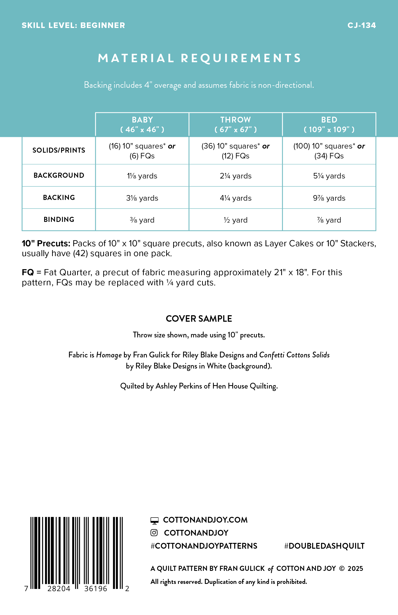 Double Dash Quilt Pattern by Cotton and Joy - Sewfinity.com