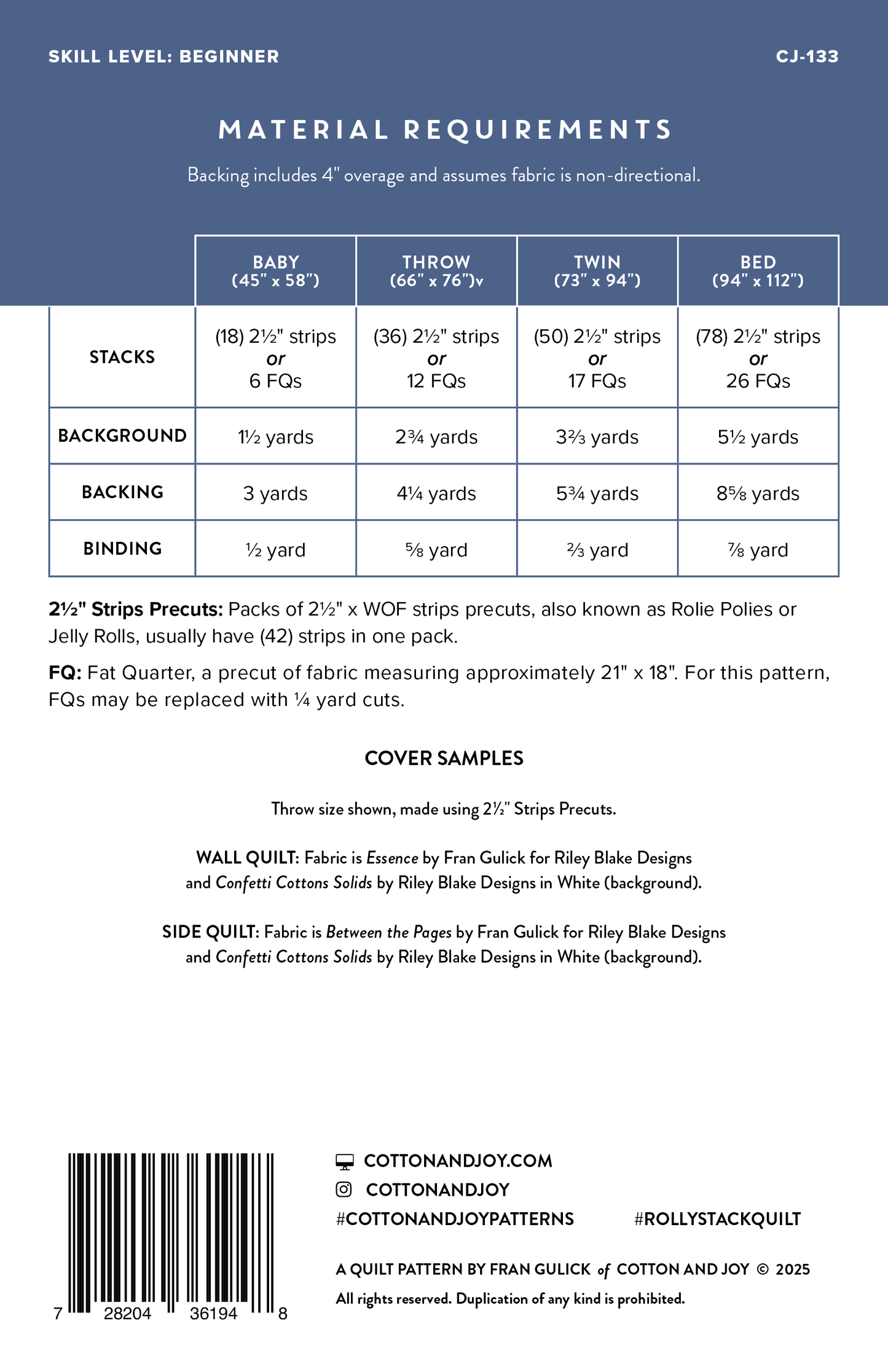 Rolly Stack Quilt Pattern by Cotton and Joy - Sewfinity.com