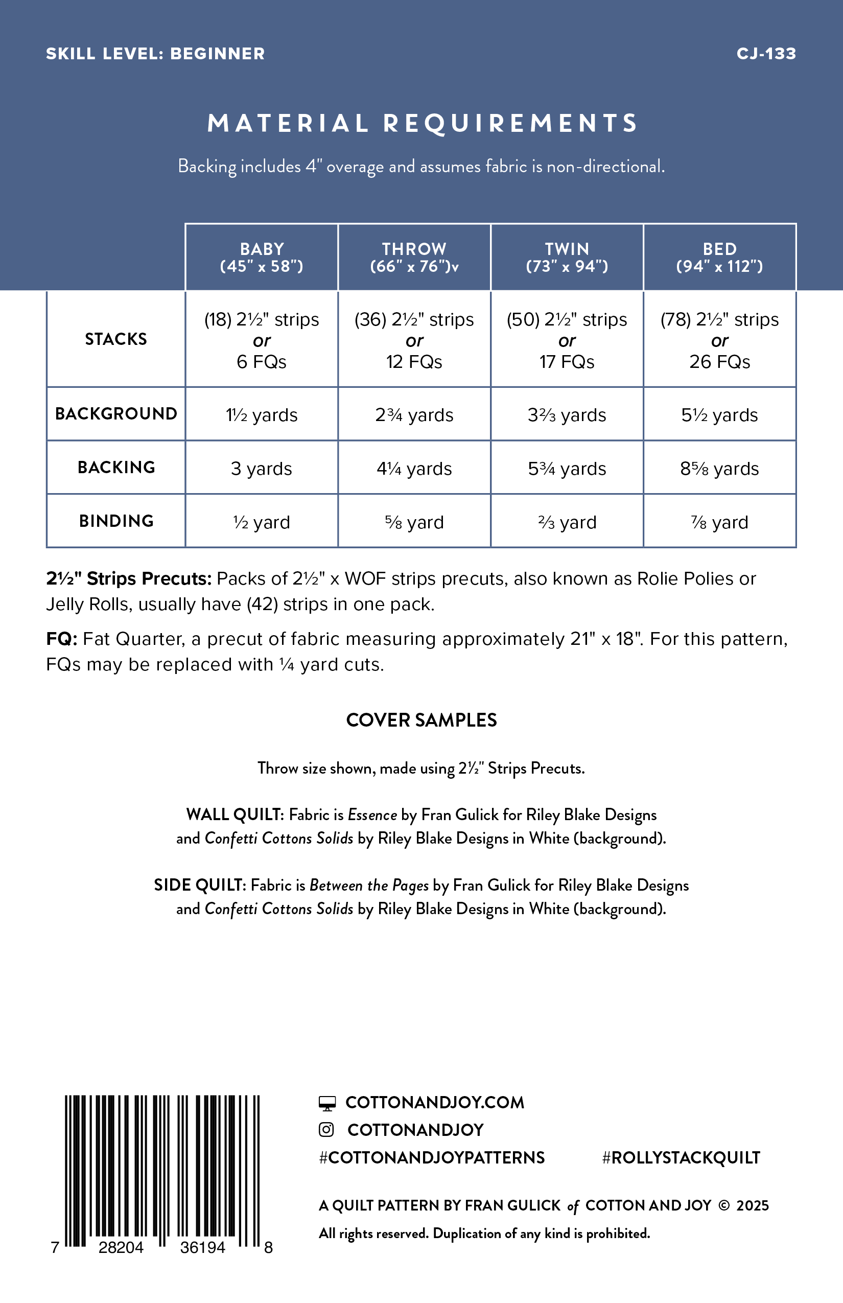 Rolly Stack Quilt Pattern by Cotton and Joy - Sewfinity.com