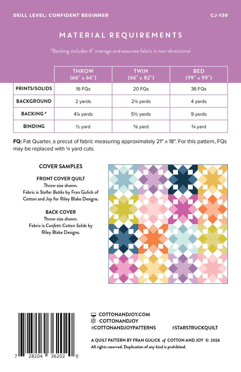 Star Struck Quilt Pattern by Cotton and Joy - Sewfinity.com