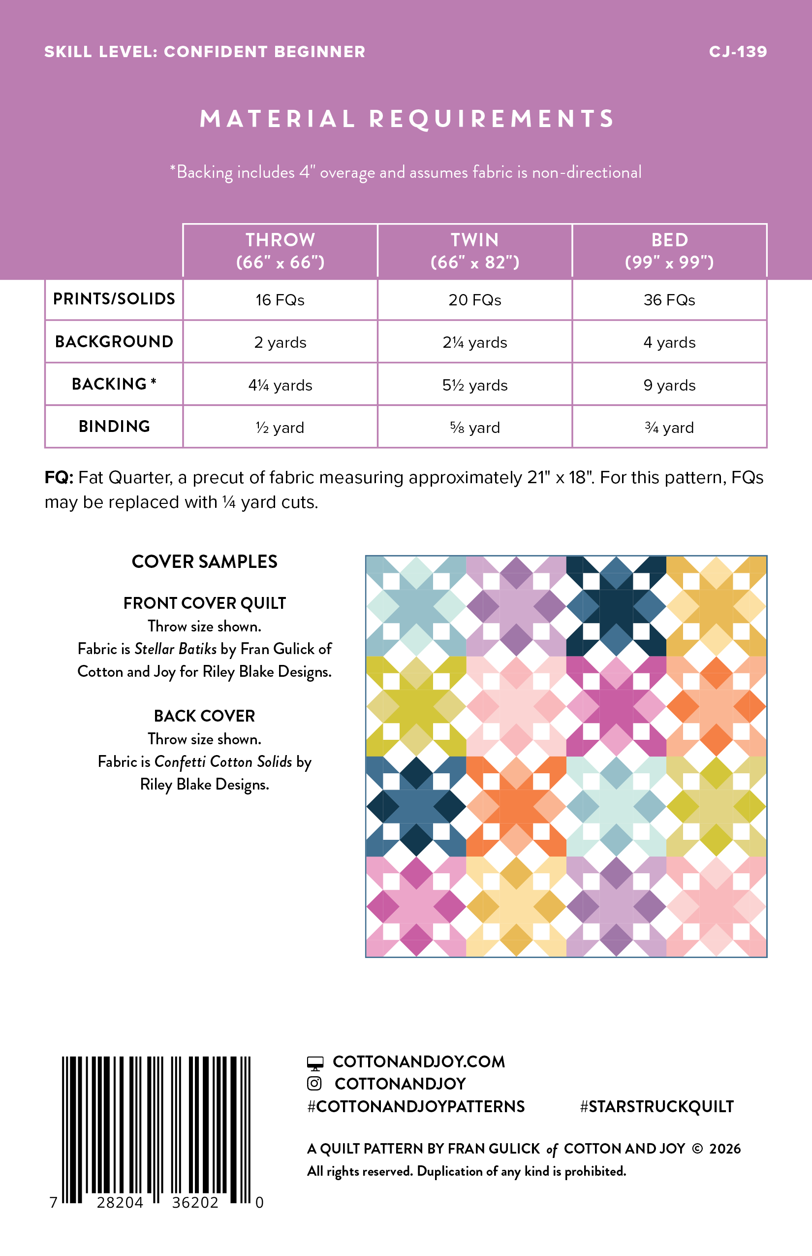 Star Struck Quilt Pattern by Cotton and Joy - Sewfinity.com