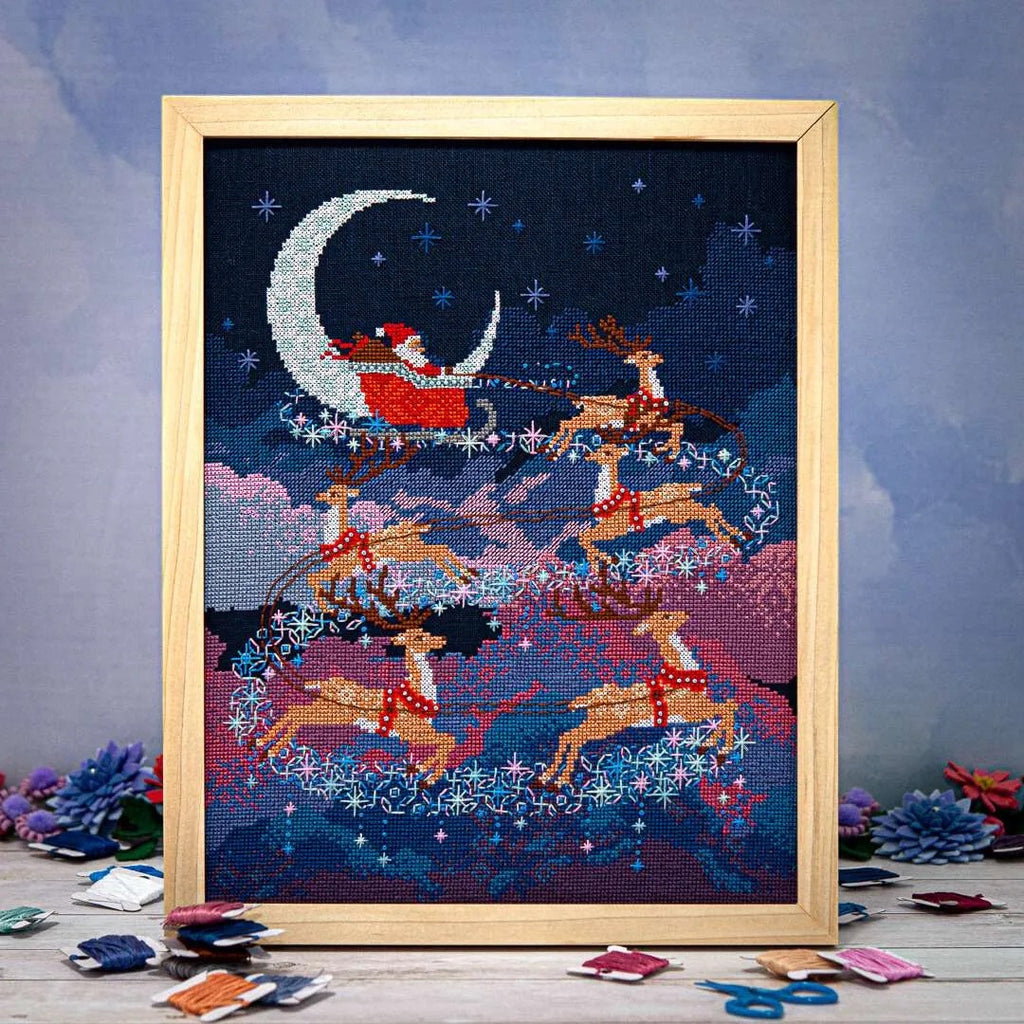 Santas Moonlit Ride Cross Stitch Pattern by Counting Puddles - Sewfinity.com