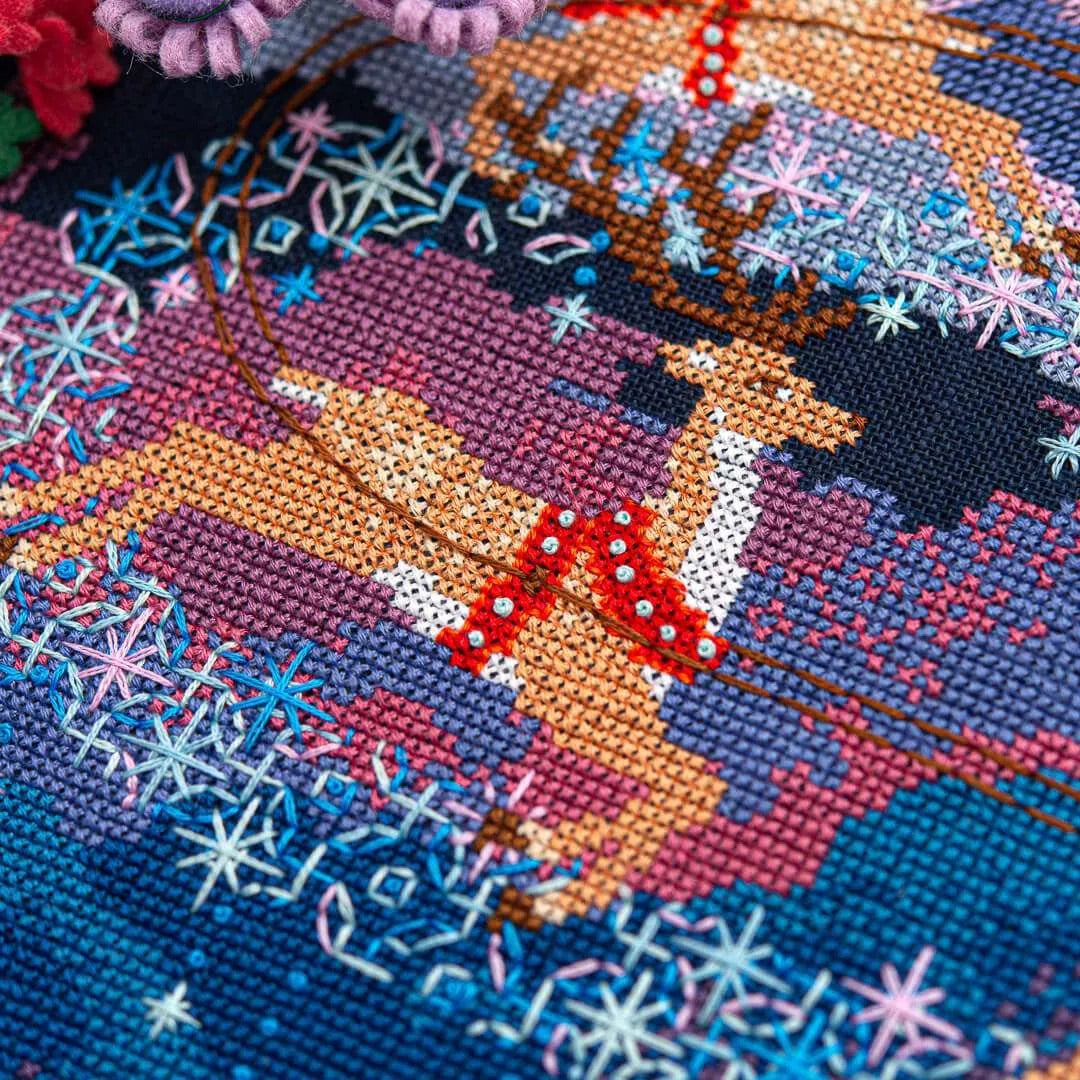 Santas Moonlit Ride Cross Stitch Pattern by Counting Puddles - Sewfinity.com