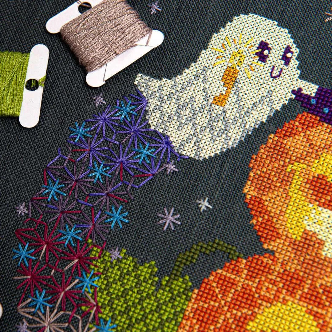 Spook-tacular Party Cross Stitch Pattern by Counting Puddles - Sewfinity.com