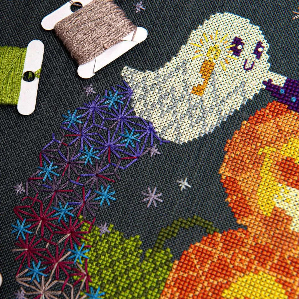 Spook-tacular Party Cross Stitch Pattern by Counting Puddles - Sewfinity.com