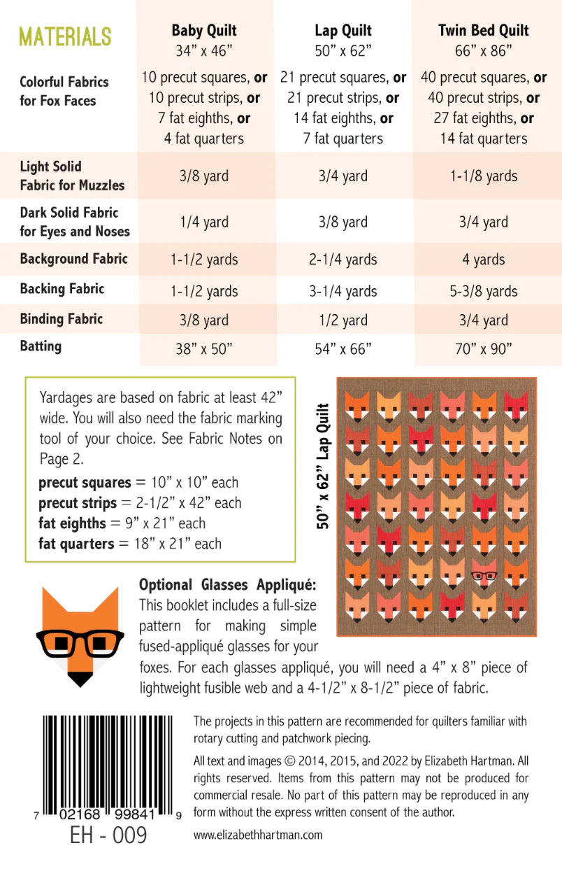 Fancy Fox Quilt Pattern by Elizabeth Hartman - Sewfinity.com