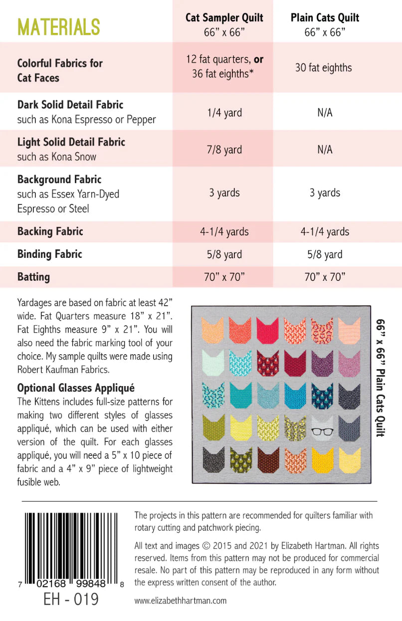 The Kittens Quilt Pattern by Elizabeth Hartman - Sewfinity.com