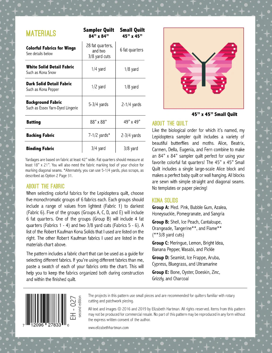 Lepidoptera Quilt Pattern by Elizabeth Hartman - Sewfinity.com