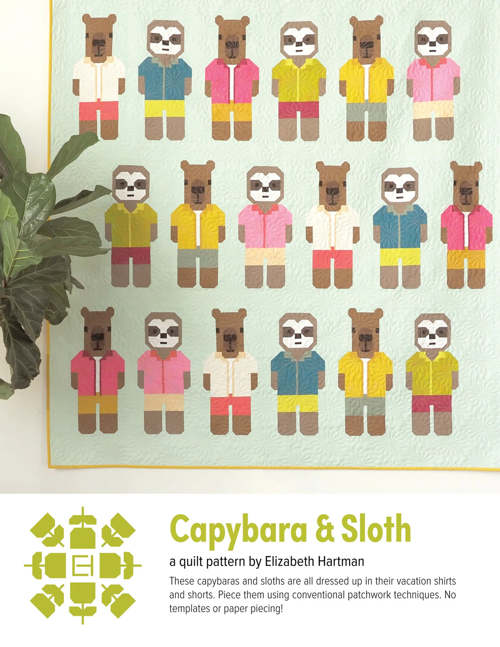 Capybara and Sloth Quilt Pattern by Elizabeth Hartman - Sewfinity.com