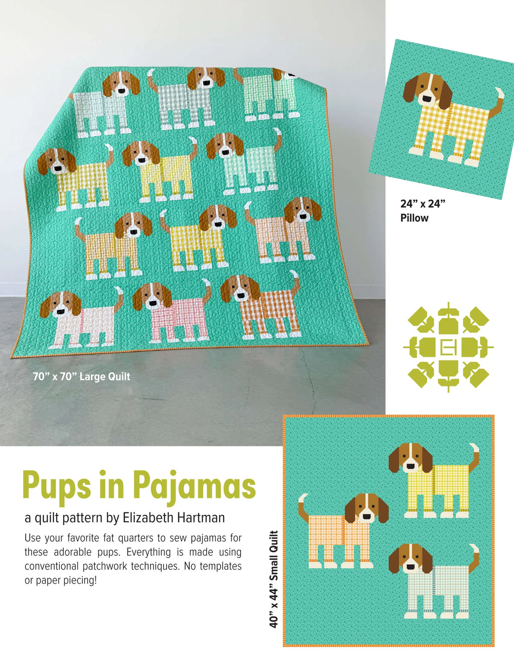 Pups in Pajamas Quilt Pattern by Elizabeth Hartman - Sewfinity.com
