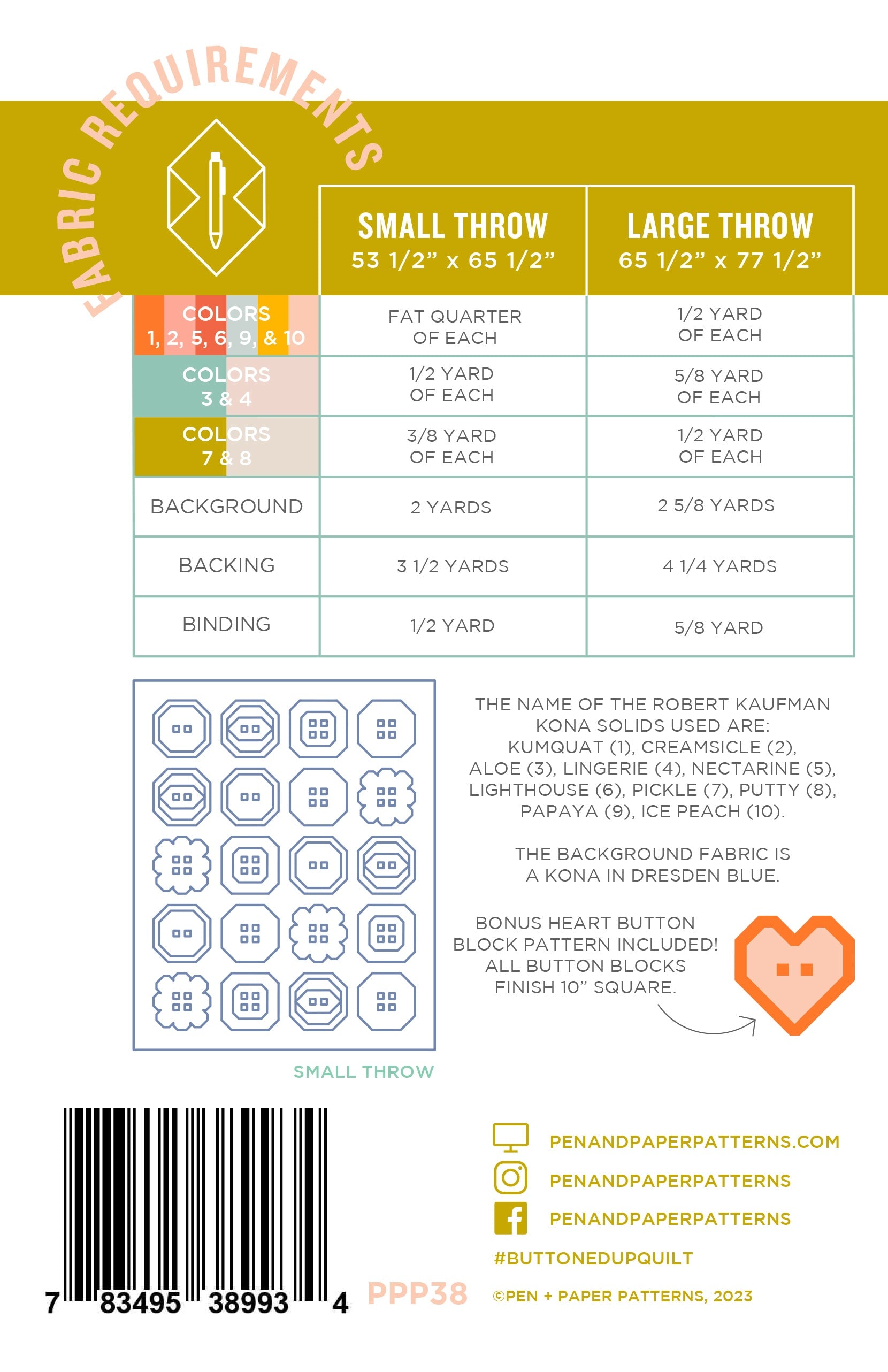 Buttoned Up Quilt Pattern by Pen and Paper Patterns - Sewfinity.com