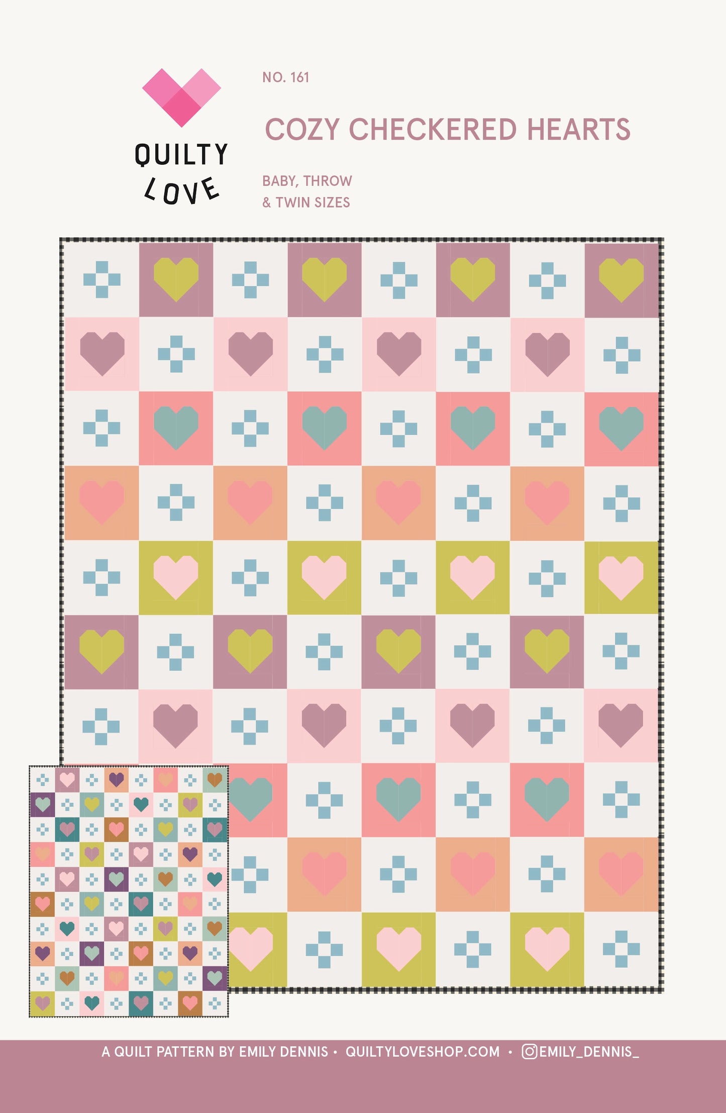Cozy Checkered Hearts Quilt Pattern by Quilty Love - Sewfinity.com