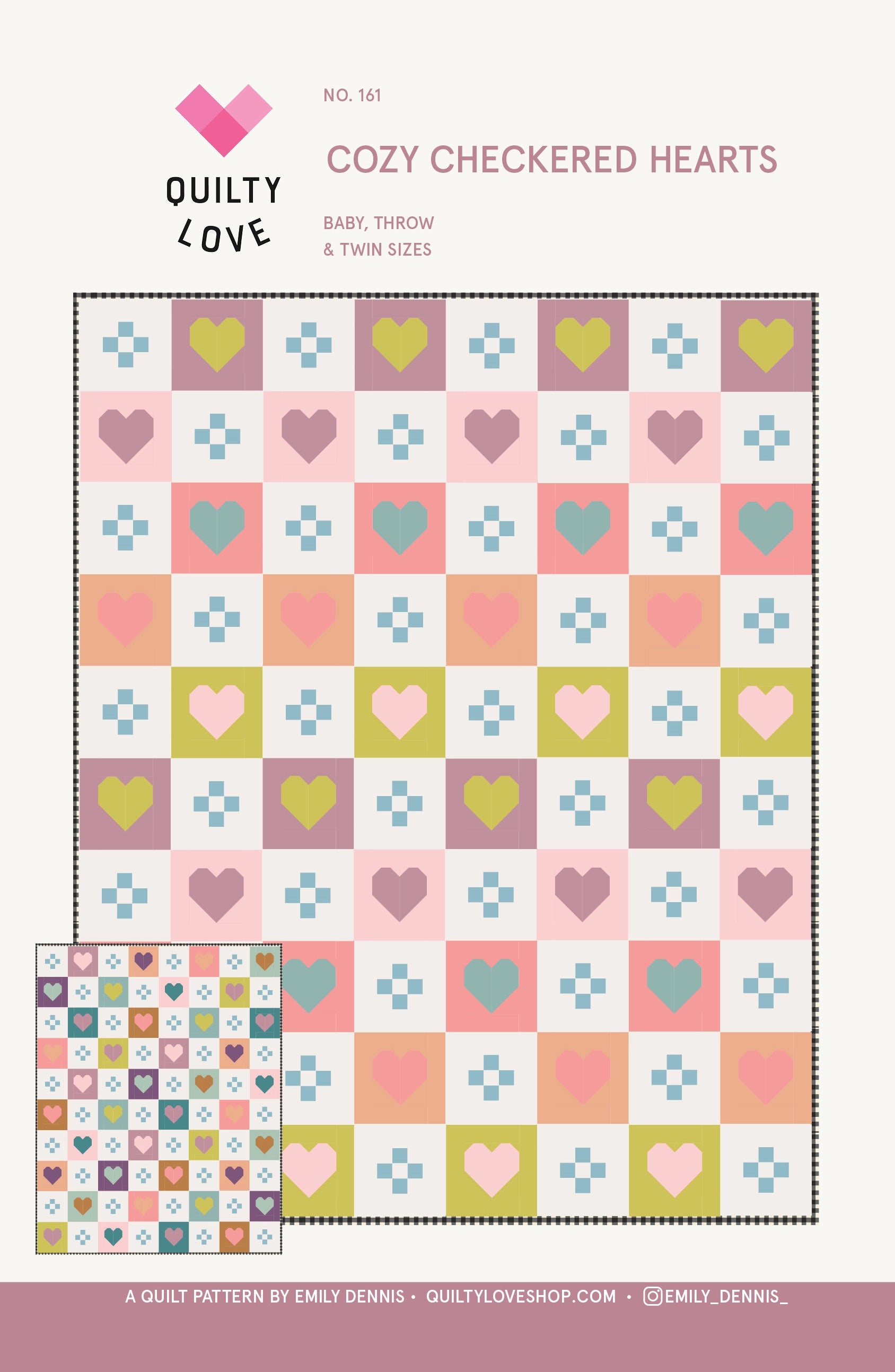 Cozy Checkered Hearts Quilt Pattern by Quilty Love - Sewfinity.com