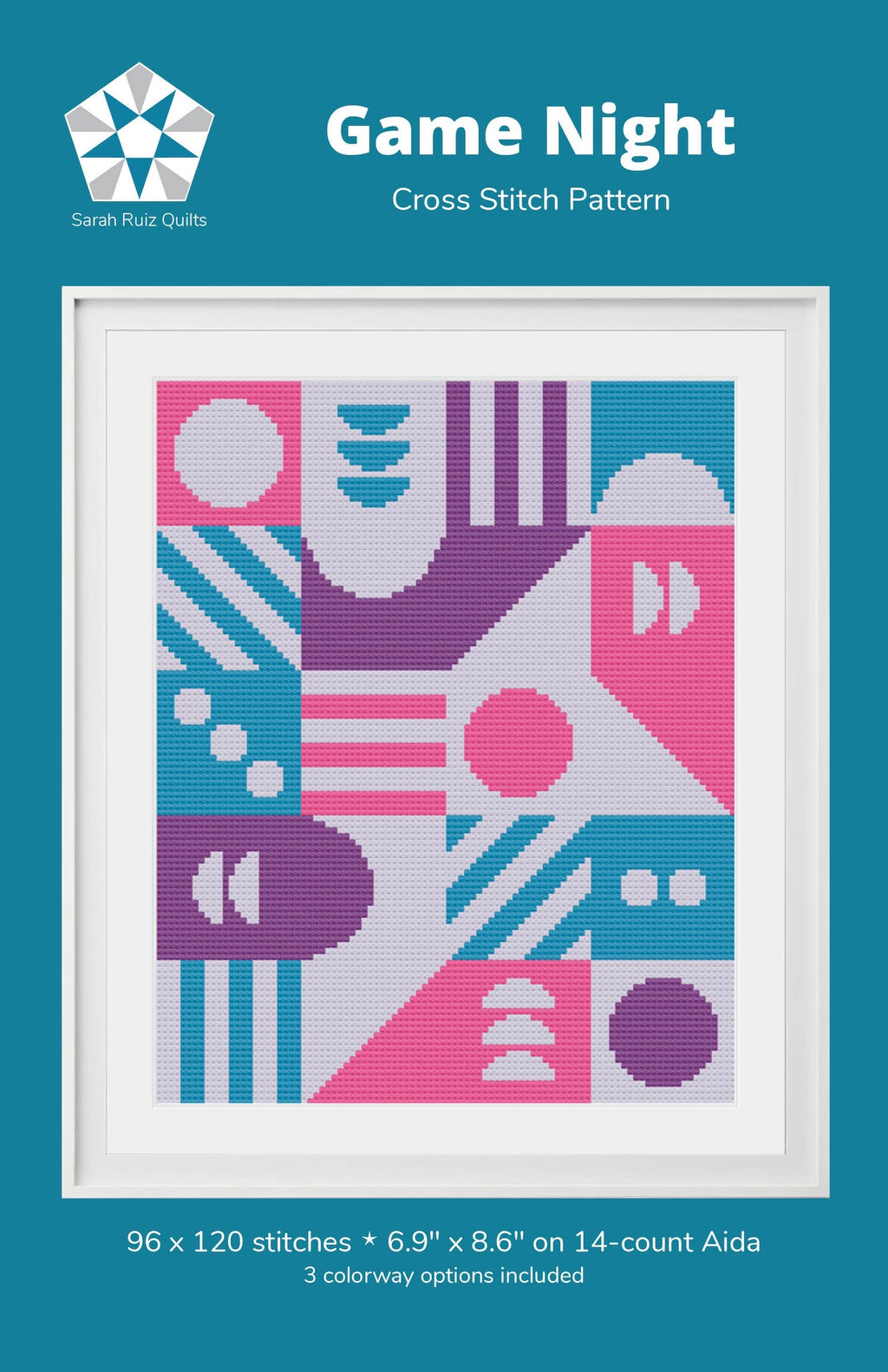 Game Night Cross Stitch Pattern by Sarah Ruiz Quilts - Sewfinity.com