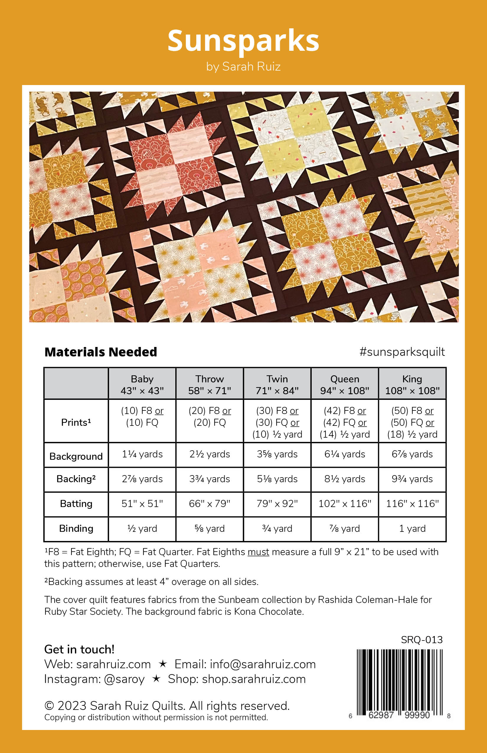 Sunsparks Quilt Pattern by Sarah Ruiz Quilts - Sewfinity.com