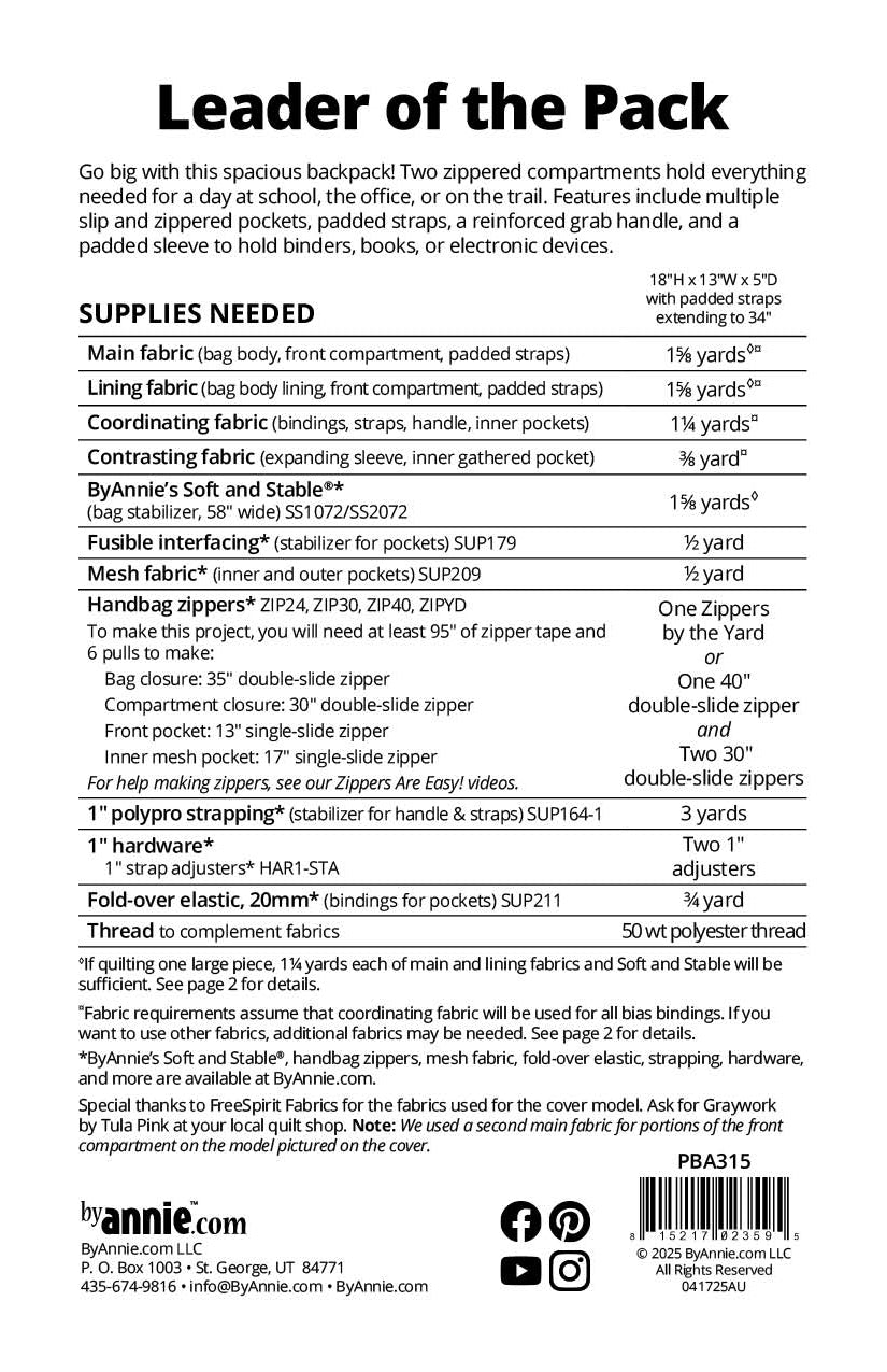 Leader of the Pack Sewing Pattern - ByAnnie - Sewfinity.com