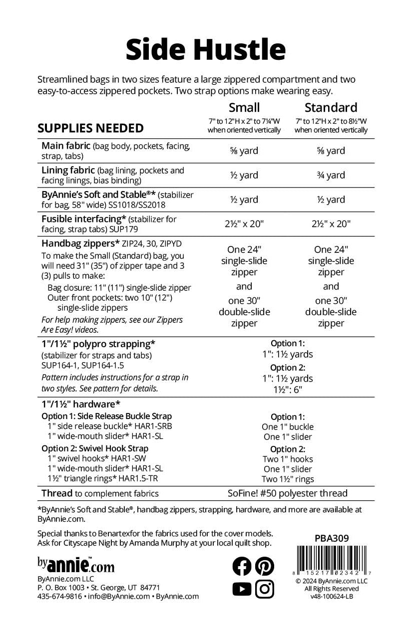 Side Hustle Sewing Pattern ByAnnie - Sewfinity.com