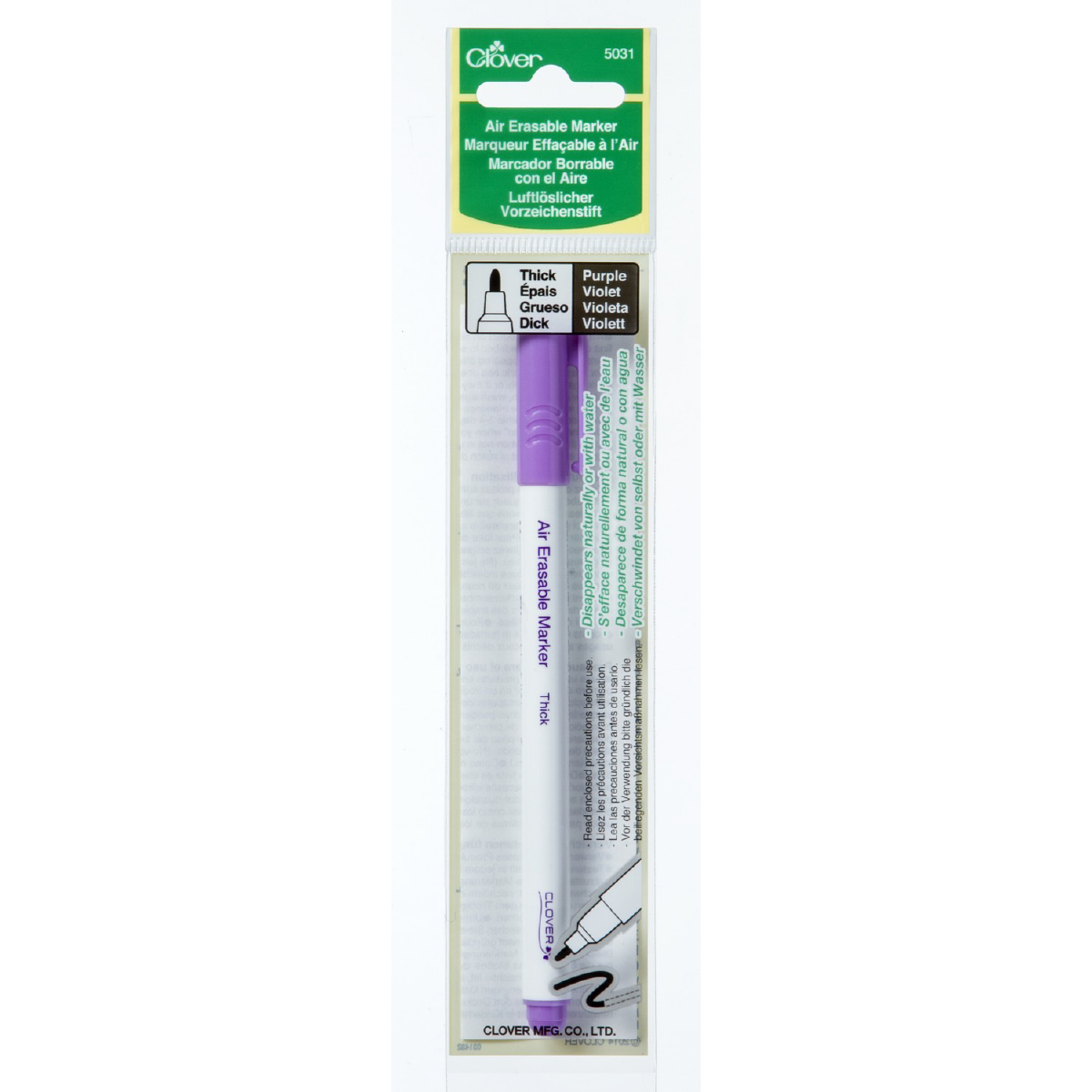 Clover Air Erasable Marker Thick - Purple - Sewfinity.com