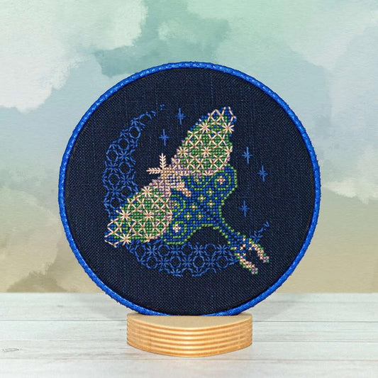 Moonlit Moth Cross Stitch Pattern by Counting Puddles - Sewfinity.com