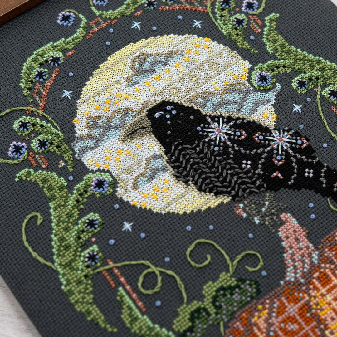 Ravens Harvest Moon Cross Stitch Pattern by Counting Puddles - Sewfinity.com