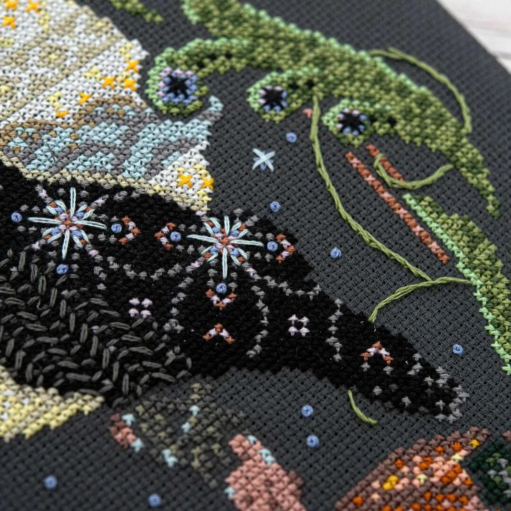 Ravens Harvest Moon Cross Stitch Pattern by Counting Puddles - Sewfinity.com