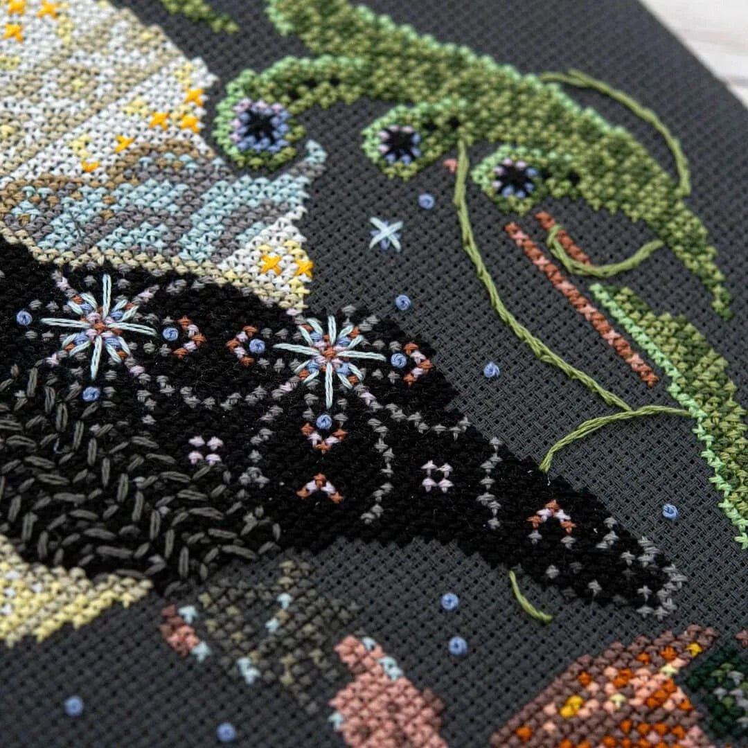 Ravens Harvest Moon Cross Stitch Pattern by Counting Puddles - Sewfinity.com