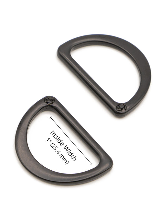 D Ring - Flat - 1 in - Black Metal - set of 2 - Sewfinity.com