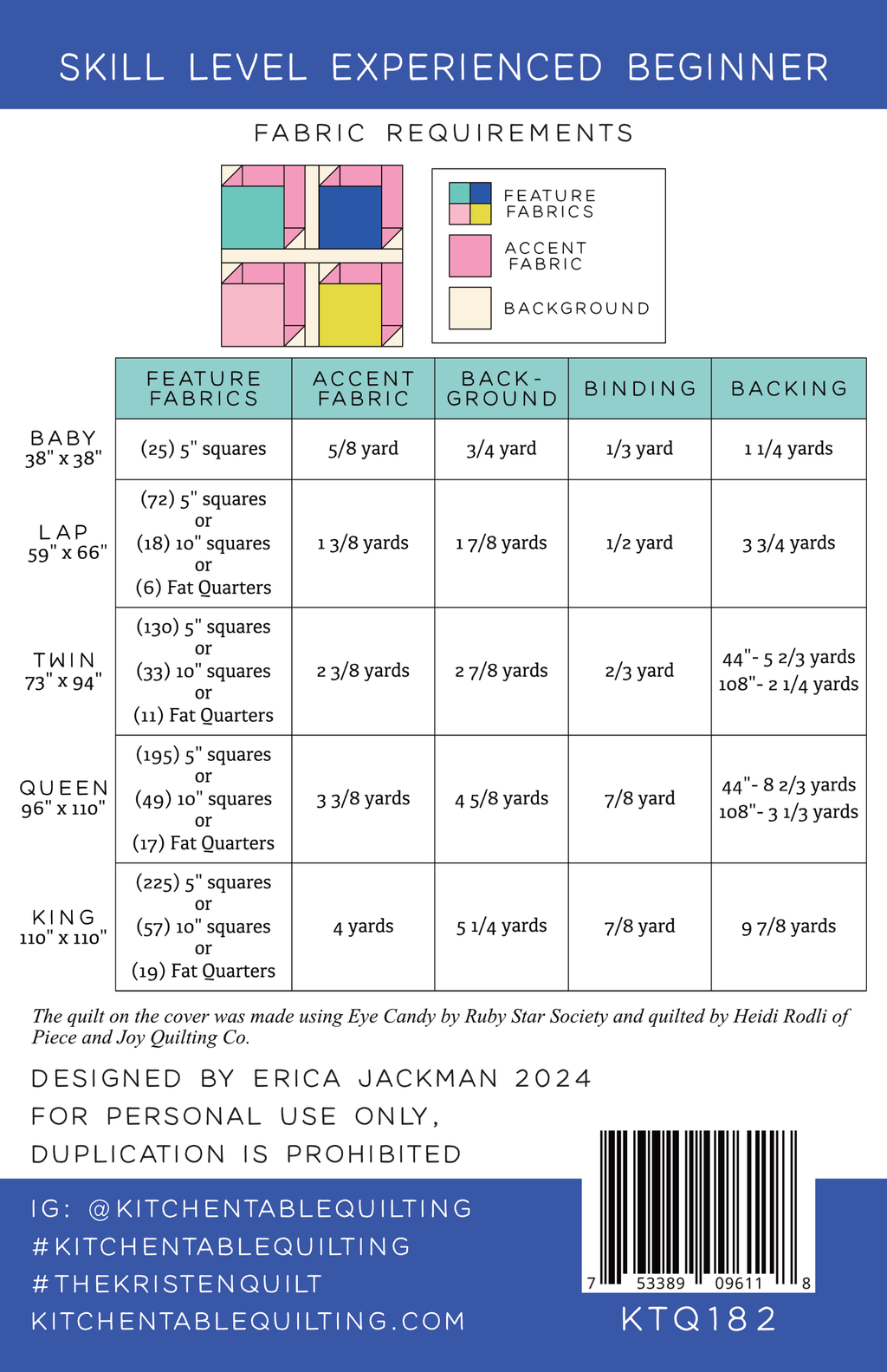 The Kristen Quilt Pattern by Kitchen Table Quilting - Sewfinity.com