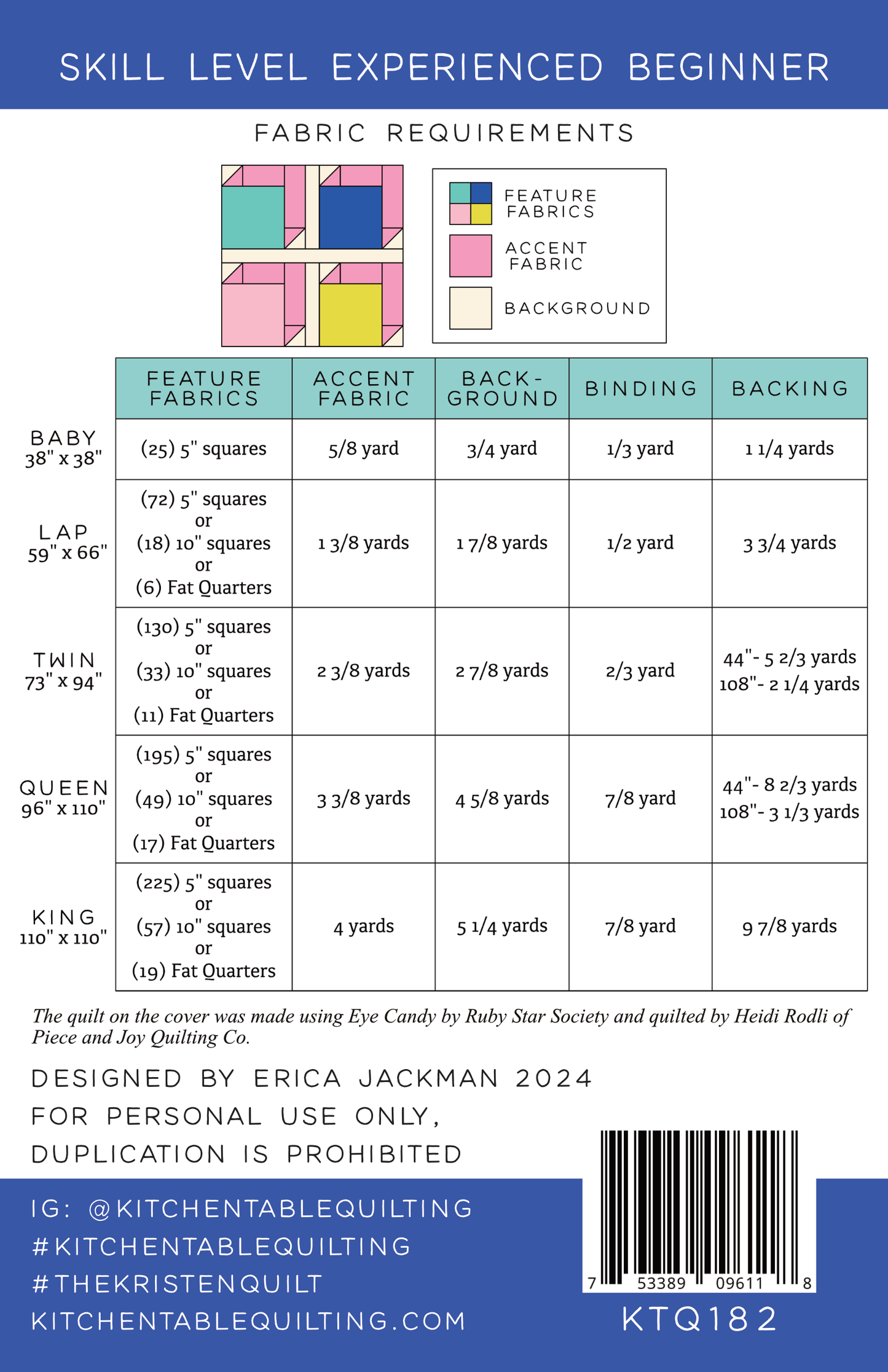 The Kristen Quilt Pattern by Kitchen Table Quilting - Sewfinity.com