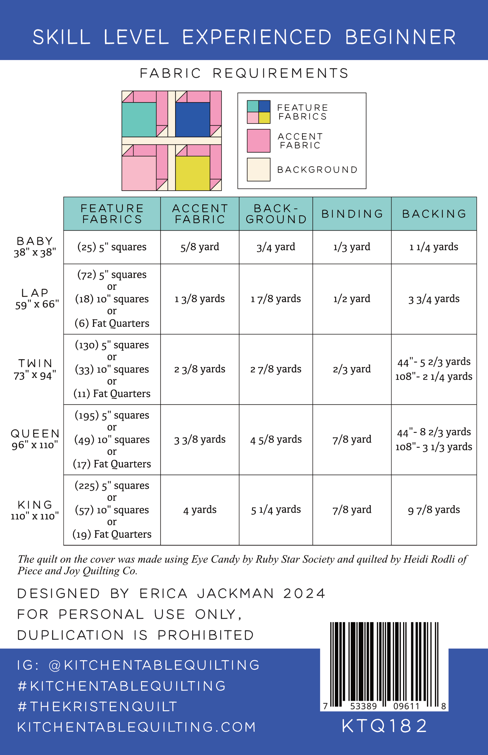 The Kristen Quilt Pattern by Kitchen Table Quilting - Sewfinity.com
