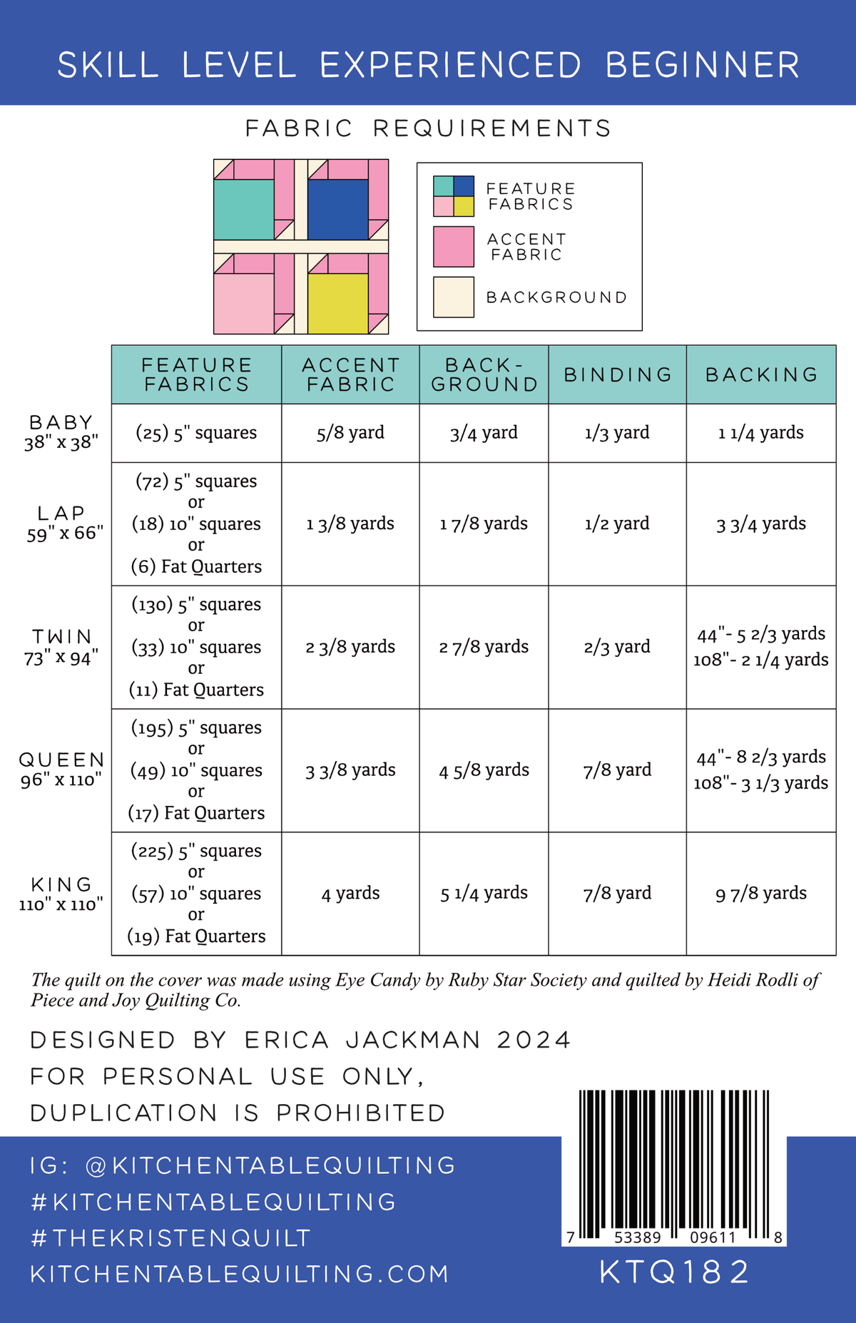 The Kristen Quilt Pattern by Kitchen Table Quilting - Sewfinity.com