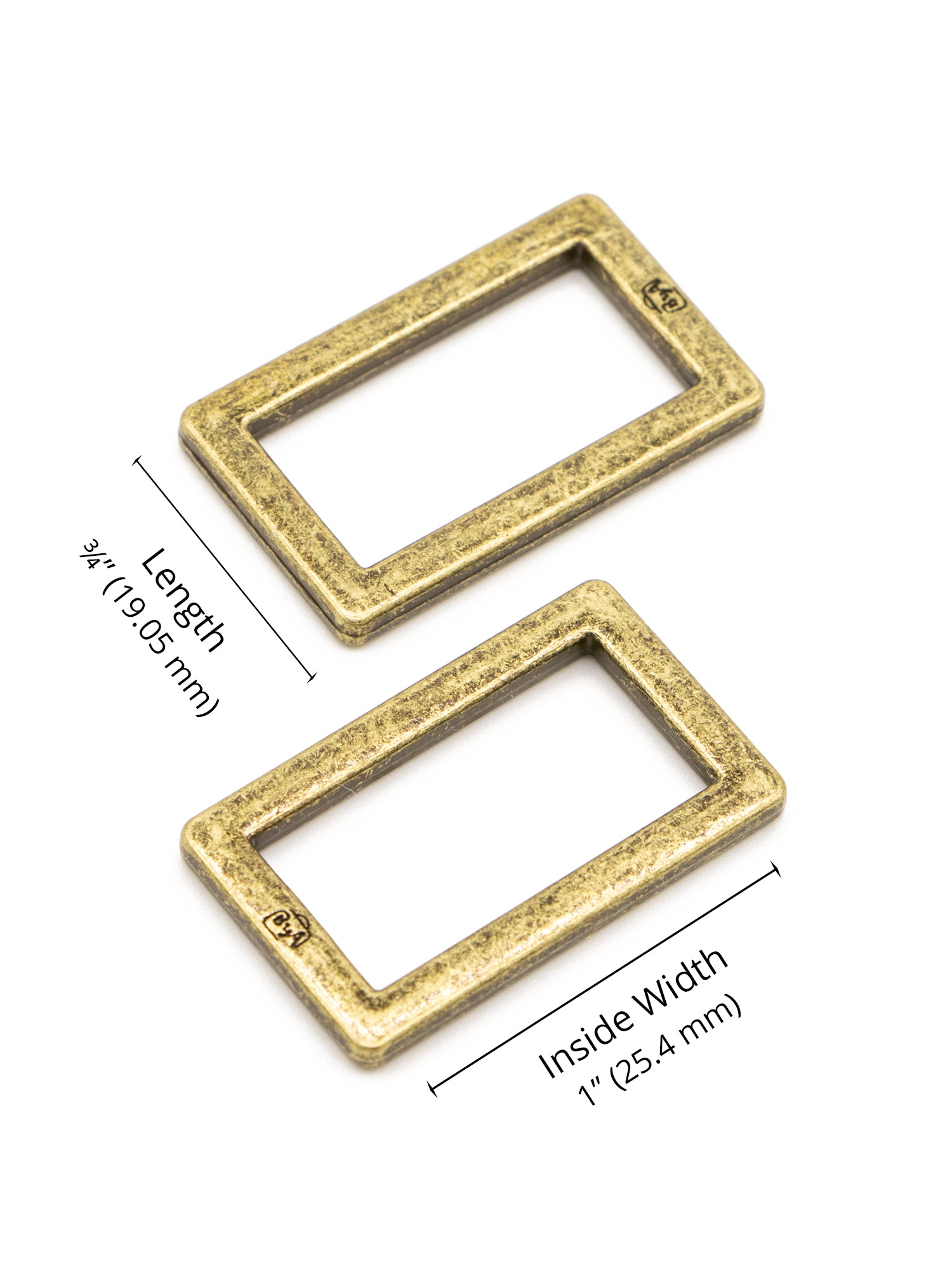 Rectangle Ring - Flat - 1 in - Antique Brass - set of 2