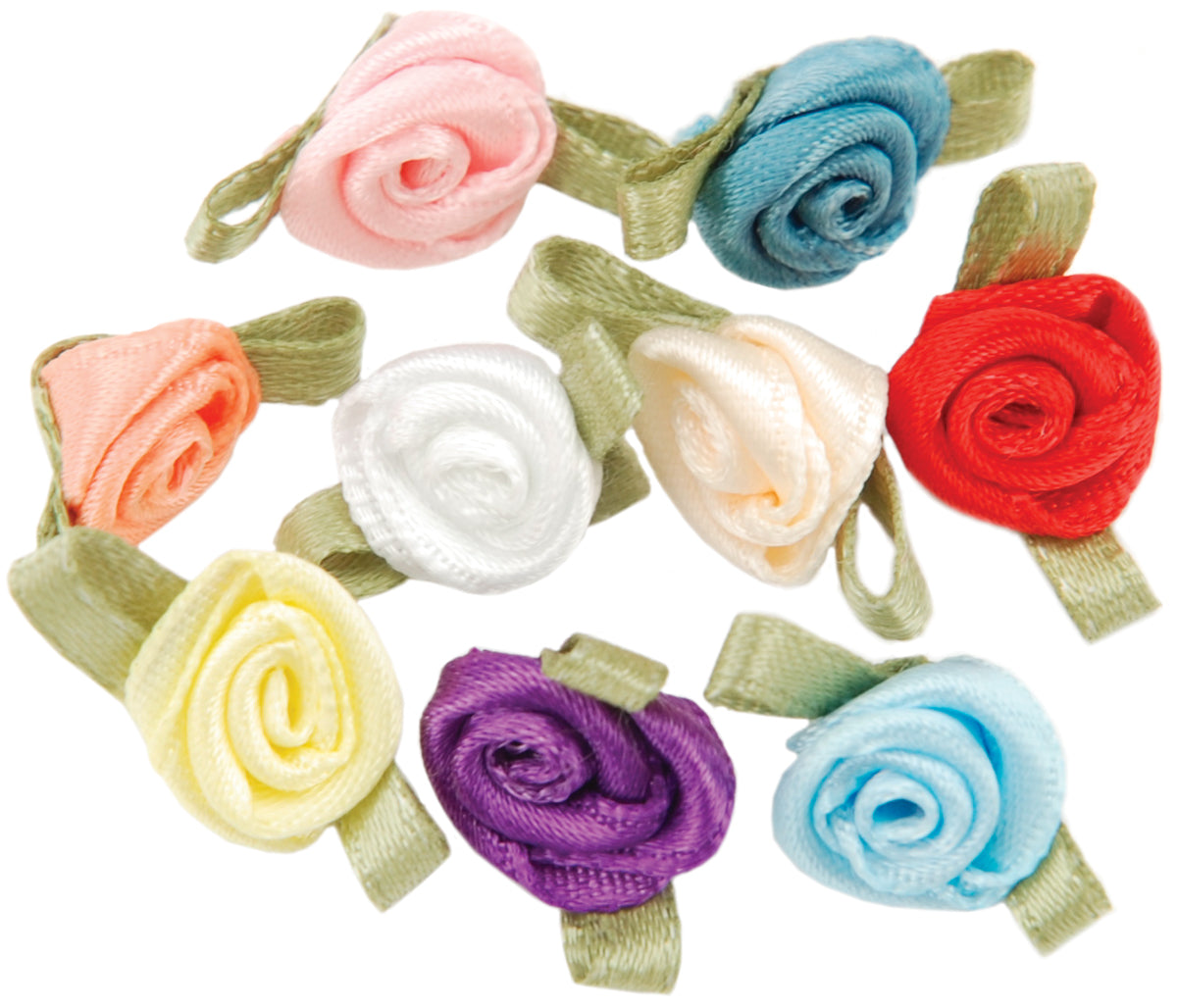 Plain Ribbon Roses Ribbon Roses - Assorted Colors - set of 40 – Sewfinity