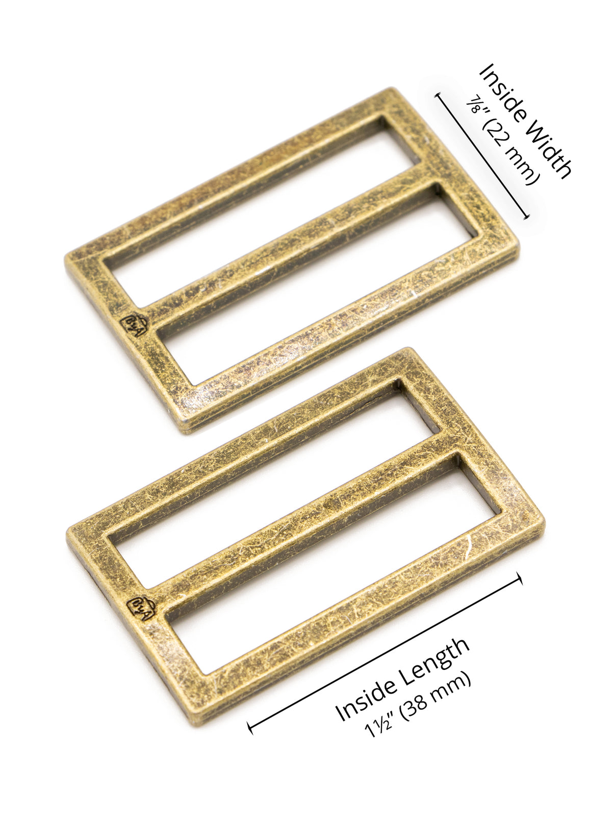 Slider - Widemouth - Flat - 1.5 in - Antique Brass - set of 2