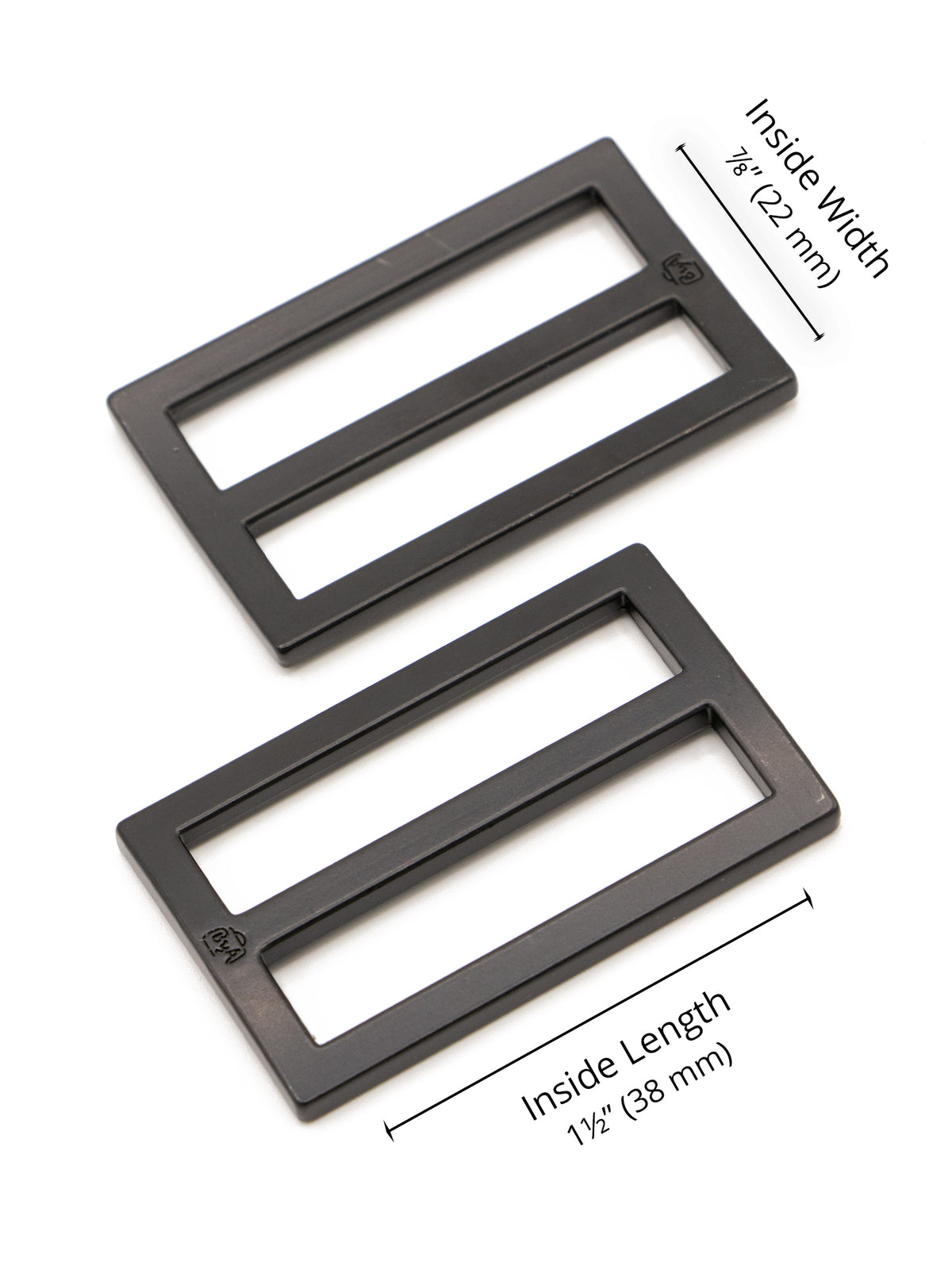 Slider - Widemouth - Flat - 1.5 in - Black Metal - set of 2 - Sewfinity.com