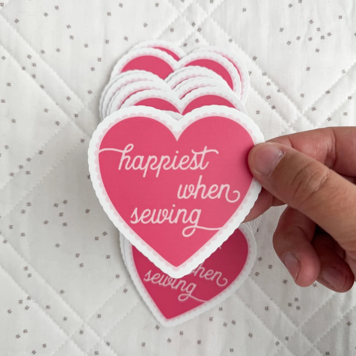 Happiest When Sewing Sticker - Sewfinity.com