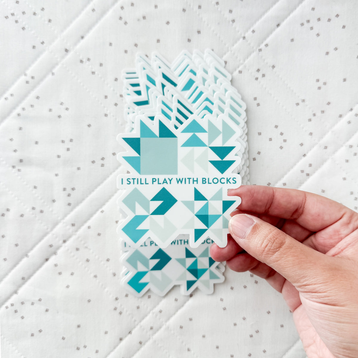 Play With Blocks Sticker - Teal - Sewfinity.com