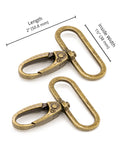Swivel Snap Hook - 1.5 in - Antique Brass - set of 2