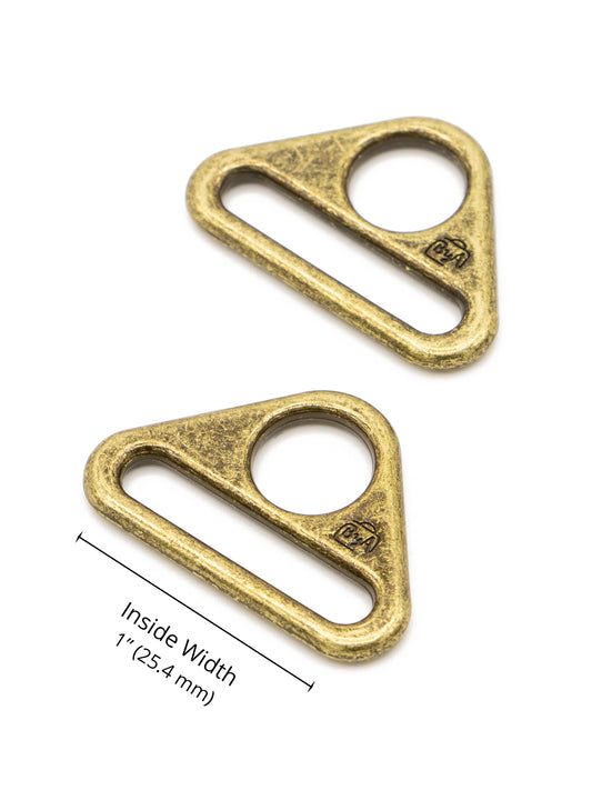 Triangle Ring - Flat - 1 in - Antique Brass - set of 2
