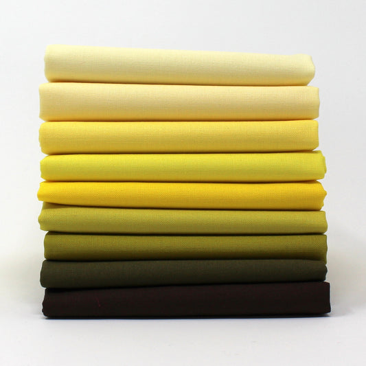 Yellow 9 Kona Cotton Fat Quarter Bundle - Sewfinity.com