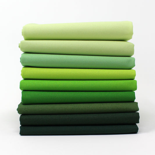 Yellow Green 9 Kona Cotton Fat Quarter Bundle - Sewfinity.com