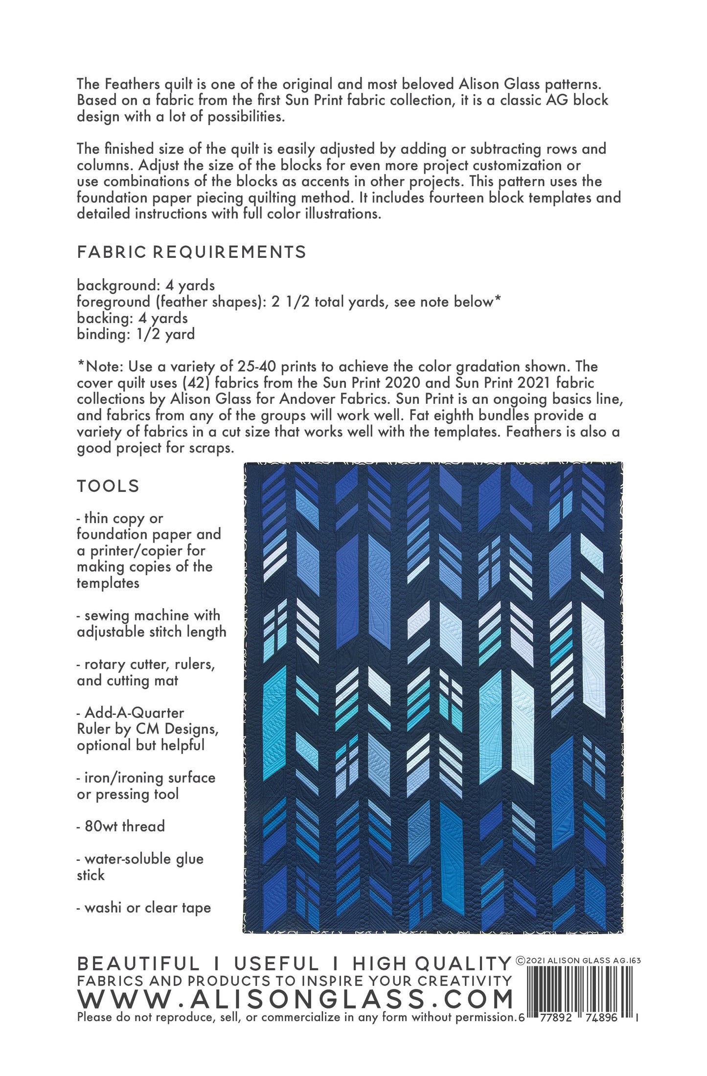 Feathers Quilt Pattern by Alison Glass