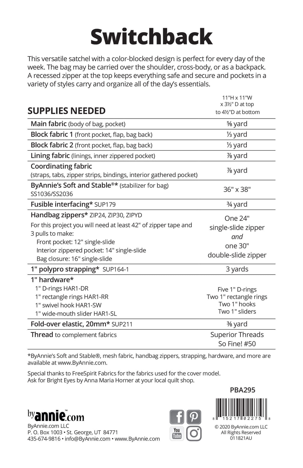 Switchback Sewing Pattern