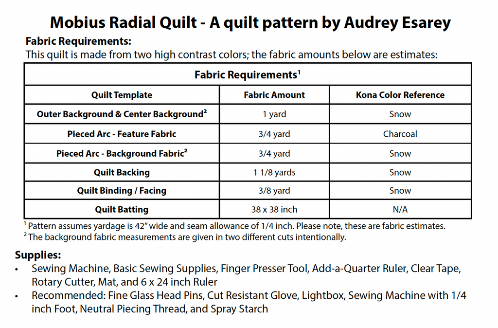 Mobius Radial Quilt Pattern by Cotton and Bourbon