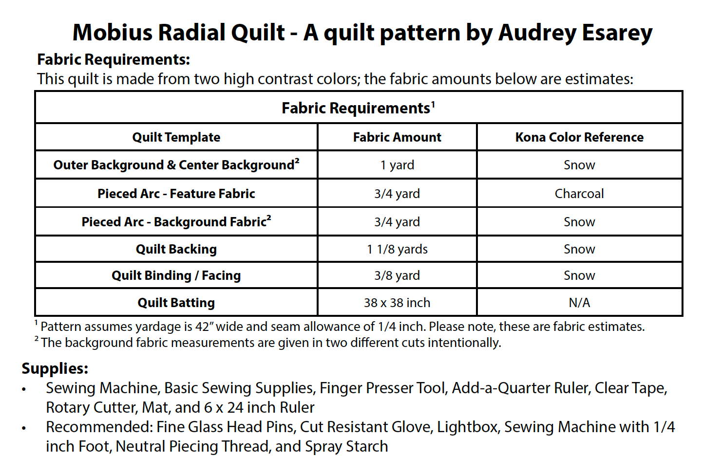 Mobius Radial Quilt Pattern by Cotton and Bourbon
