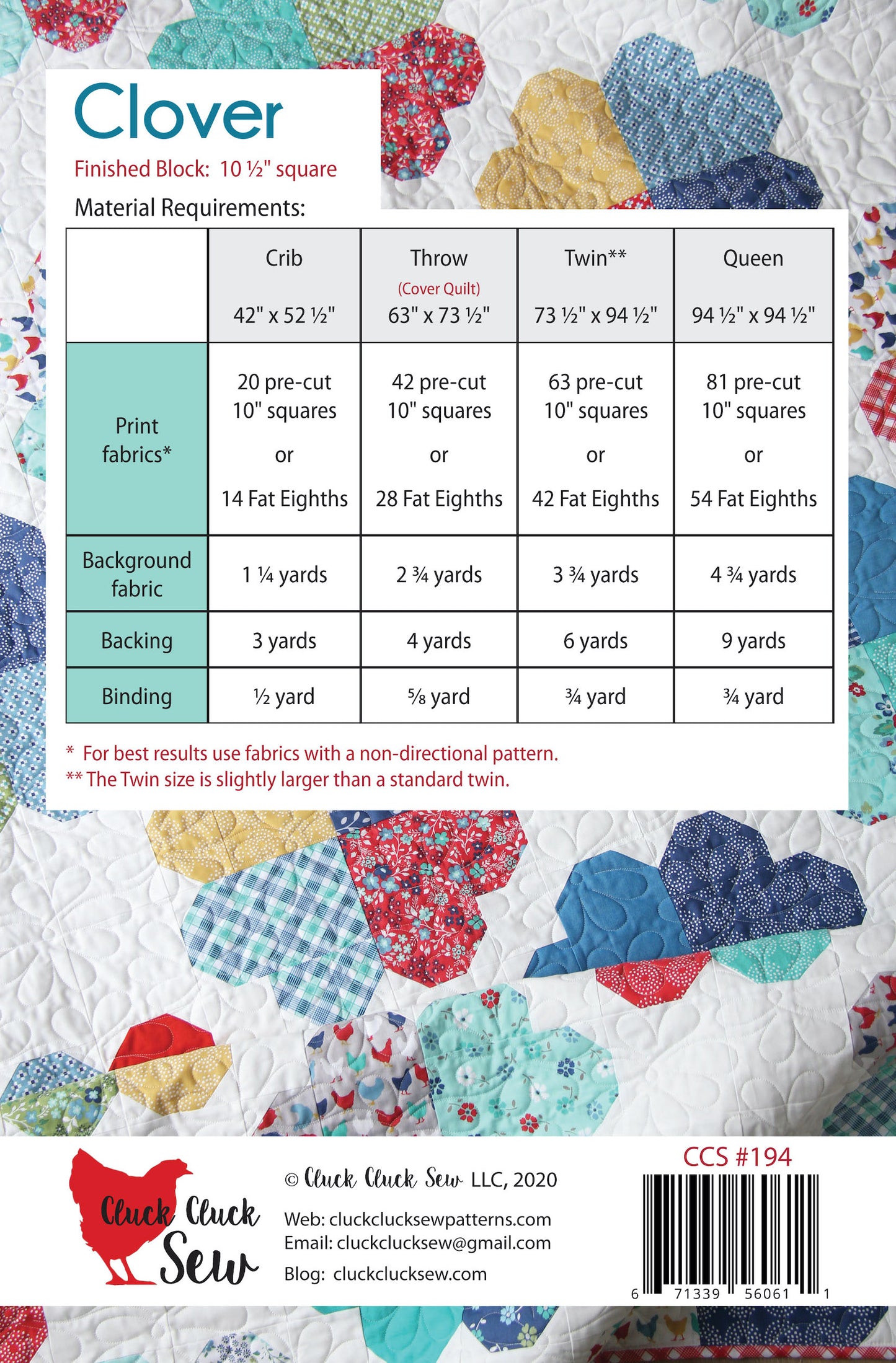 Clover Quilt Pattern by Cluck Cluck Sew