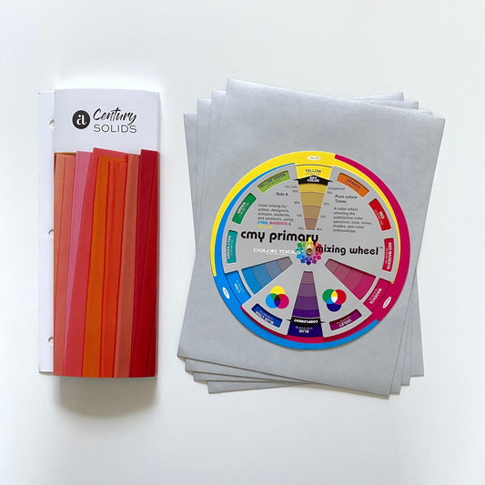 Fabric Swatch Magnet Kit - Century Solids: color card, adhesive magnetic sheets, color wheel