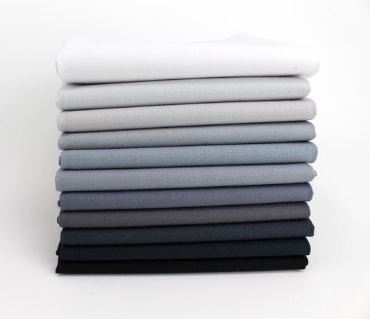 Greyscale 11 Fat Quarter Bundle - Kona Cotton
