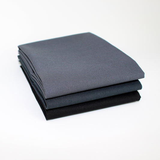Greyscale Dark 3 Fat Quarter Bundle - Kona Cotton