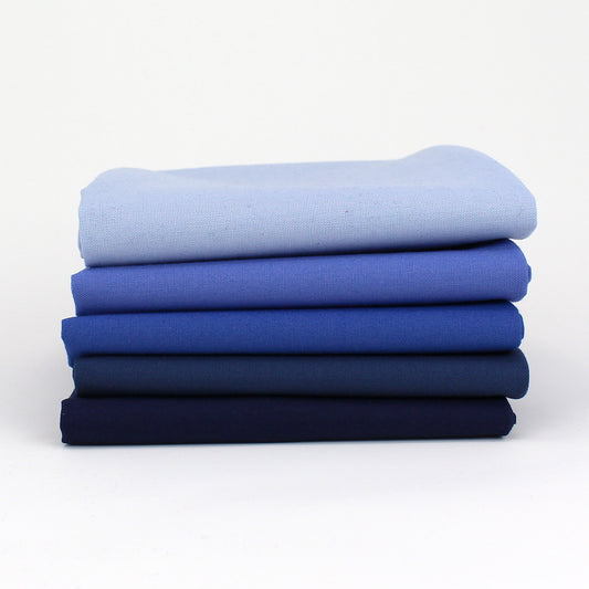 Blue Cyan 5 Fat Quarter Bundle - Kona Cotton